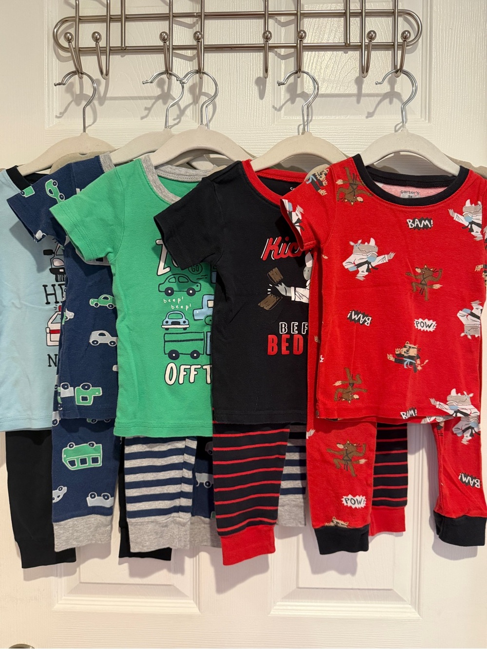 5 Sets Carter's 3T Boys Pajama Bundle Cotton Sleepwear Cars Superhero